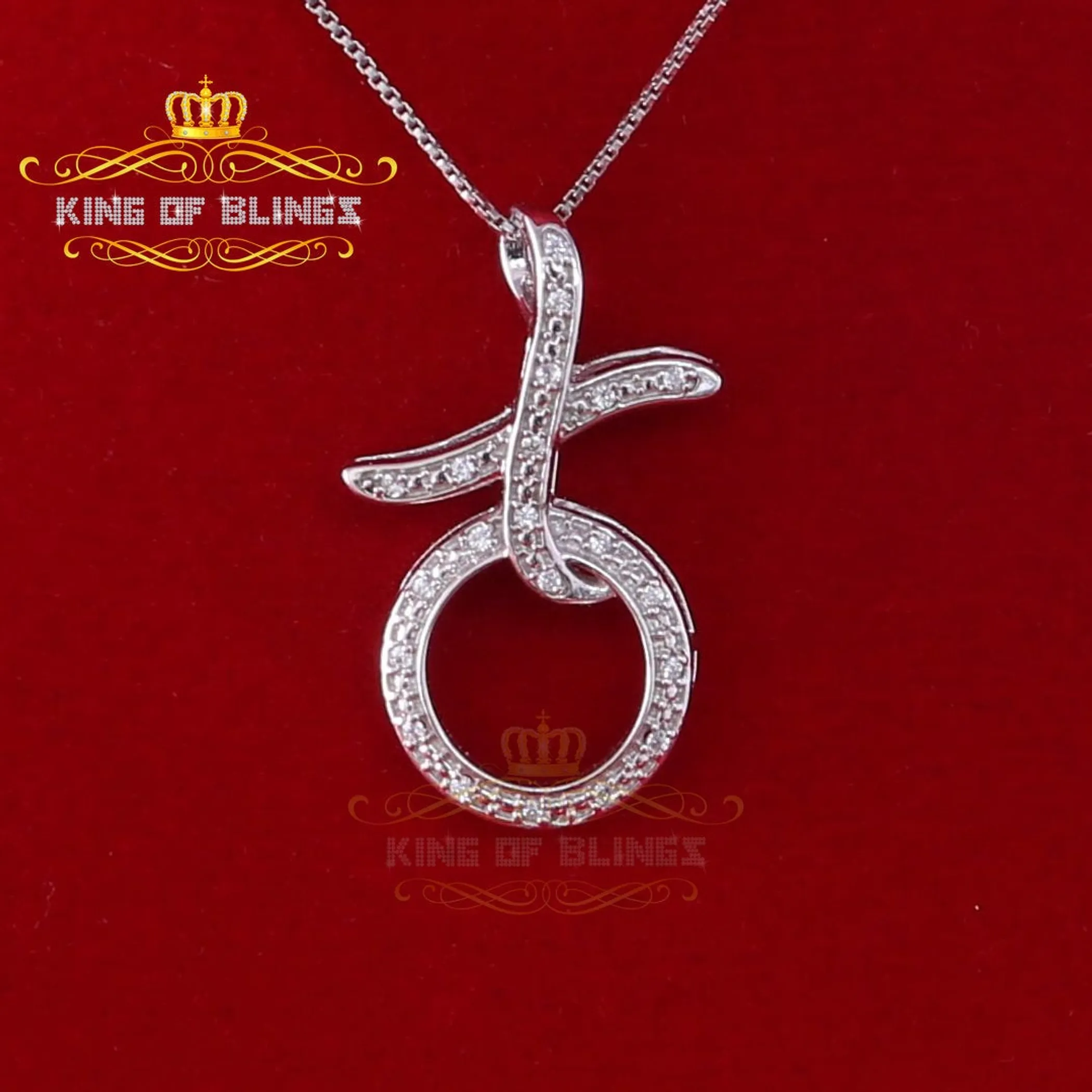 10K White Gold Finish Silver Pendant with Lab Created Diamonds