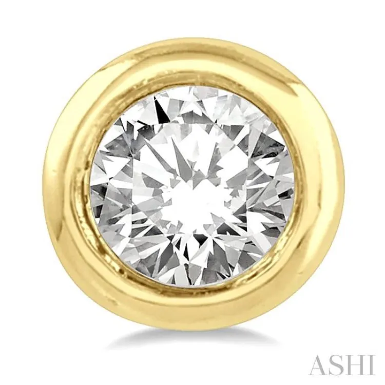 1/10 ctw Bezel Round Cut Diamond Petite Stud Earring in 10K Yellow Gold
