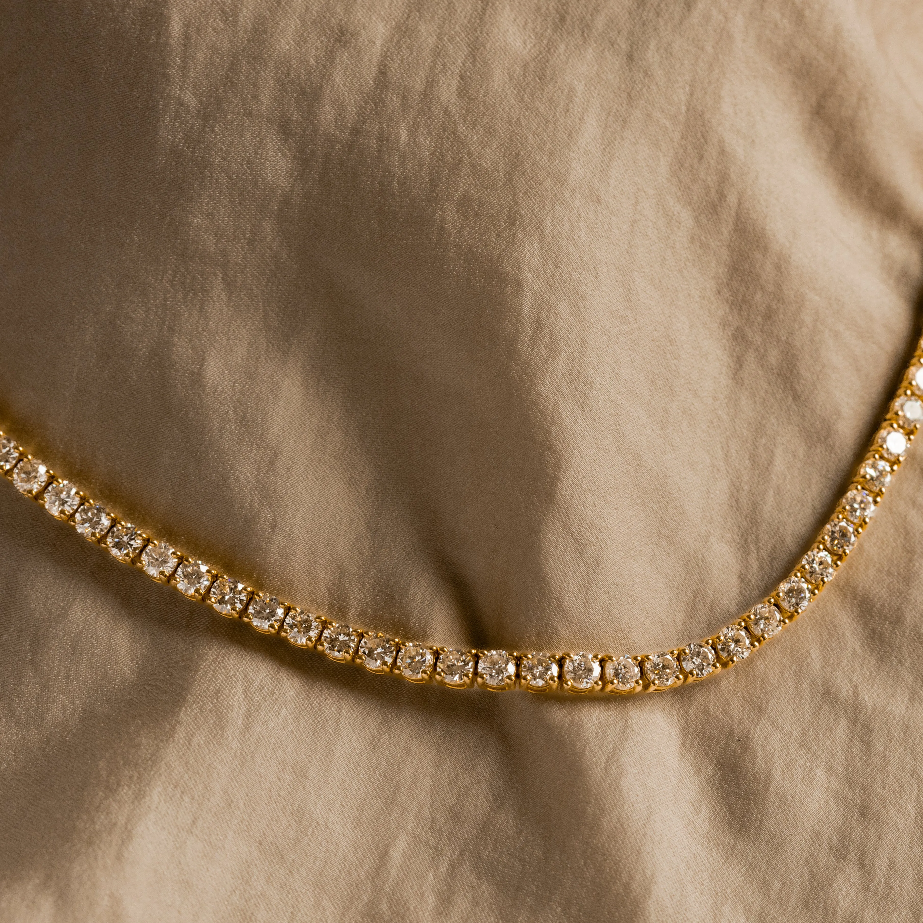 14K Gold 14.43 Carat Round Diamond Tennis Necklace