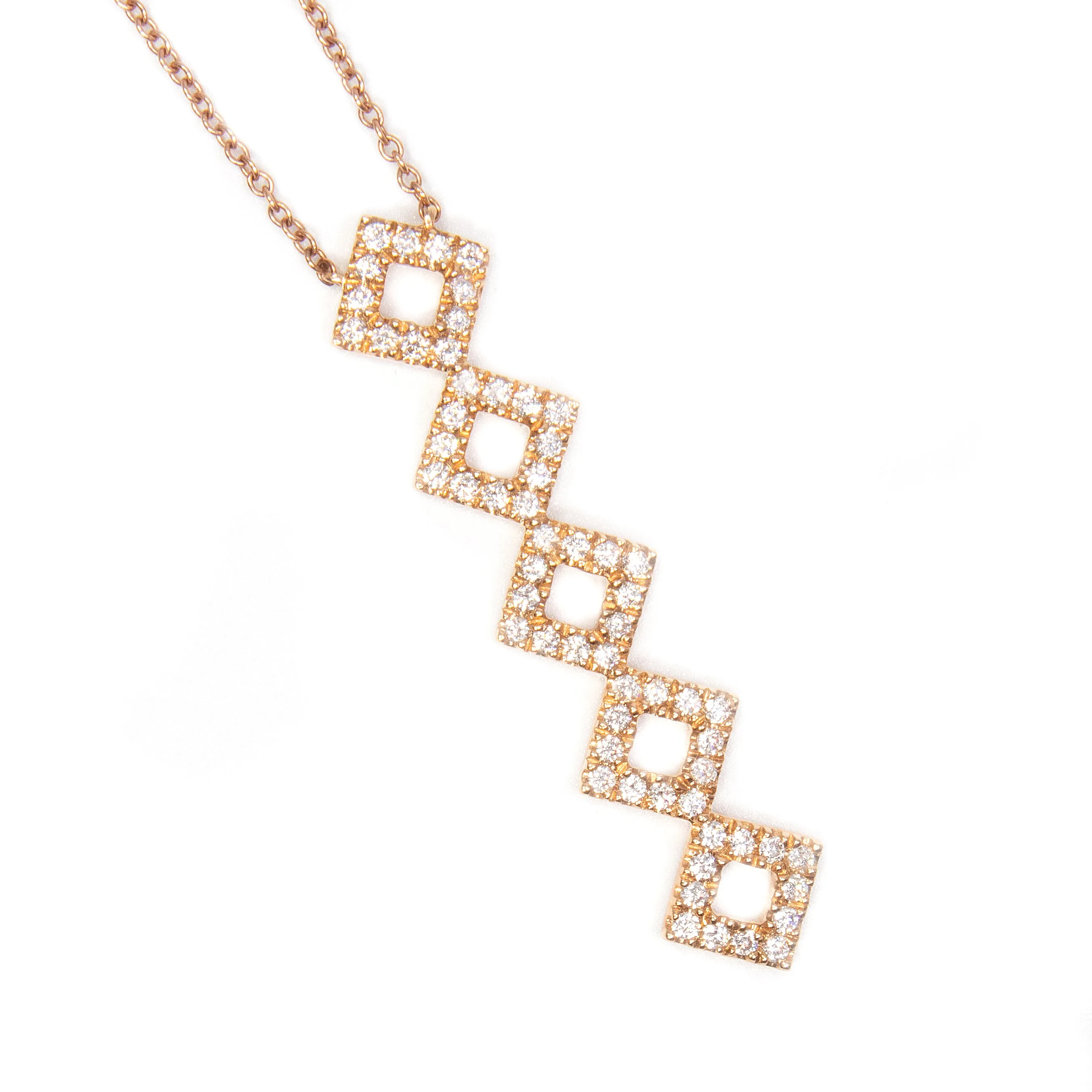 14k Rose Gold Lisa Michelle Squares Necklace
