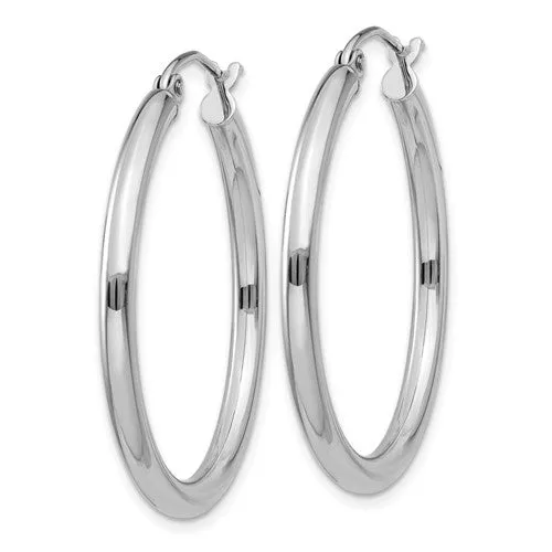 14K W Gold 2.3mm Hoop Earrings