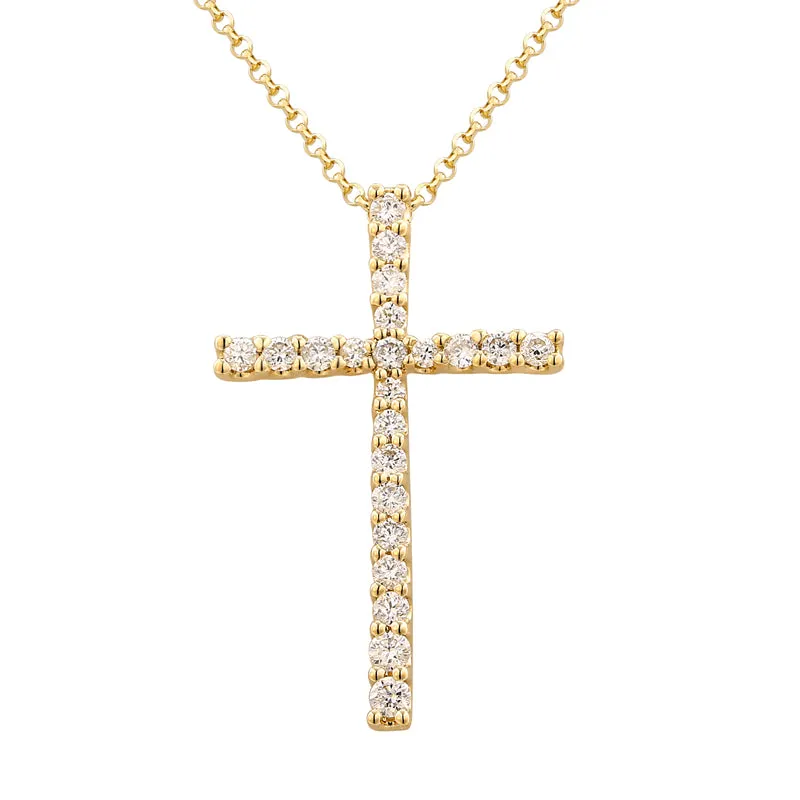 14k White Gold Diamond Cross