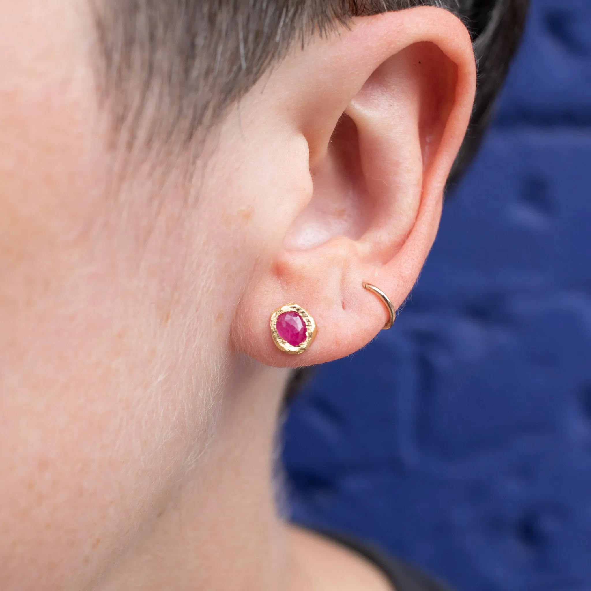 18K Freeform Stud Earring in Ruby
