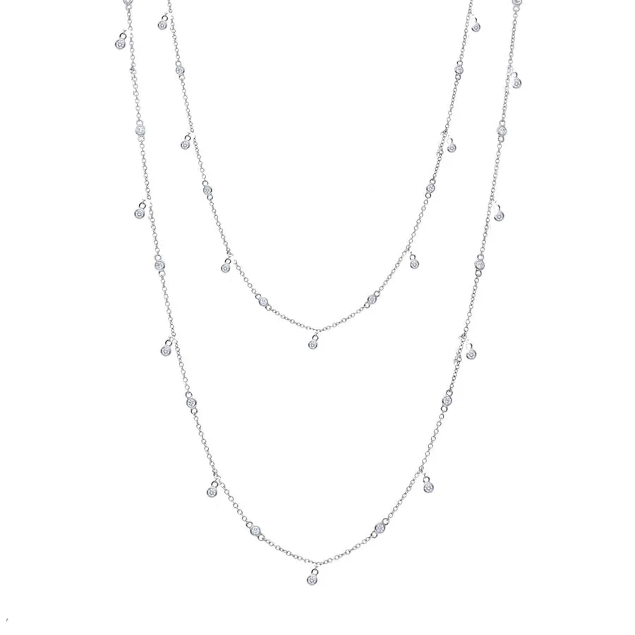 18k White Gold Diamond by the Yard Necklace-34"