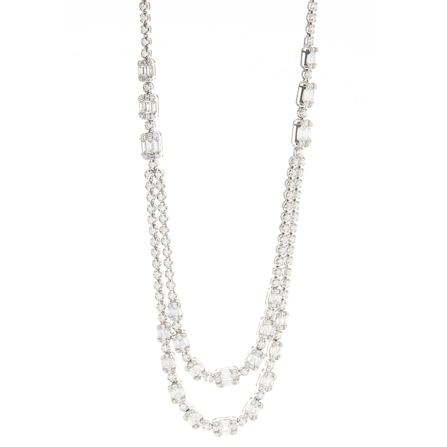 18k White Gold Double Layer Necklace
