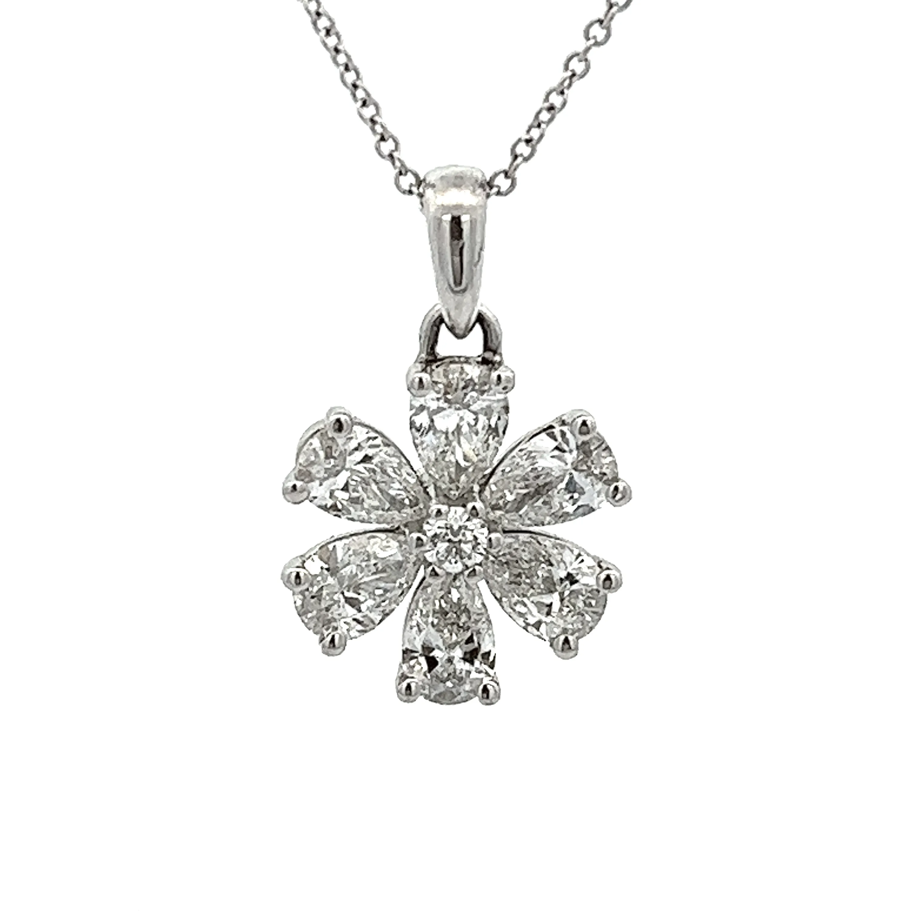 1.92ct 18K White Gold Diamond Flower Pendant