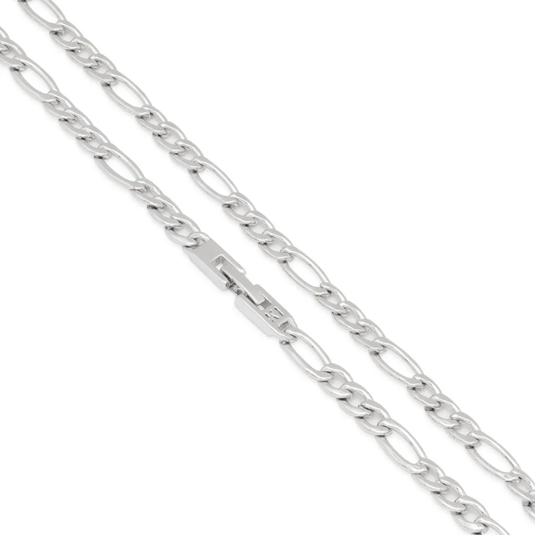 5mm White Gold Figaro Choker Set