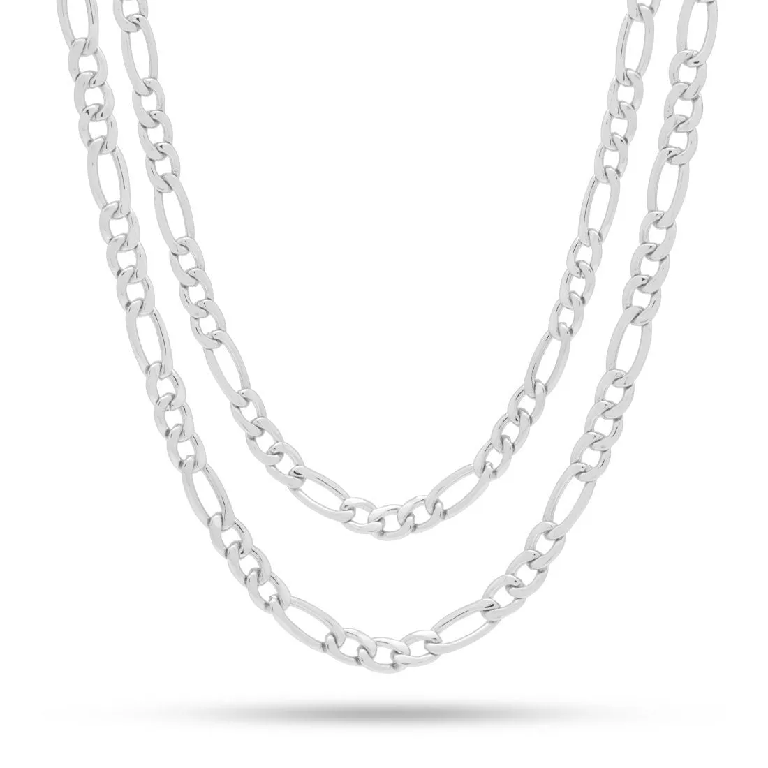 5mm White Gold Figaro Choker Set
