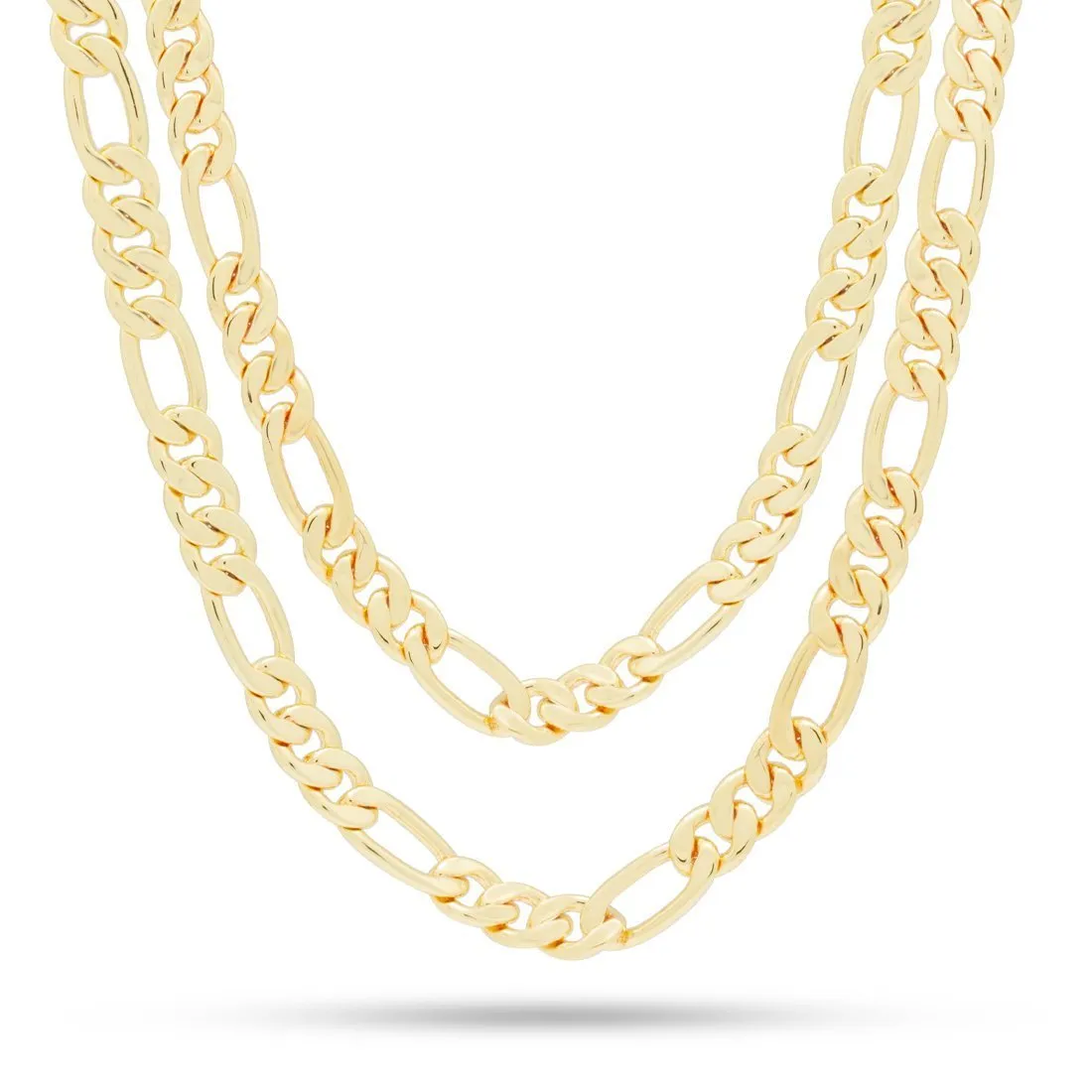 8mm 14K Gold Figaro Choker Set
