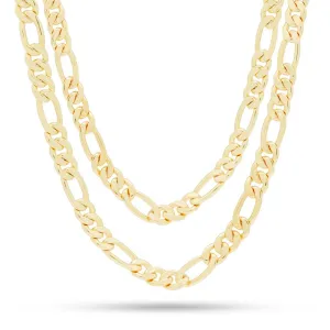 8mm 14K Gold Figaro Choker Set
