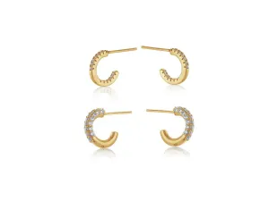 Big Metal Dou Gem Encrusted Hoop Earrings