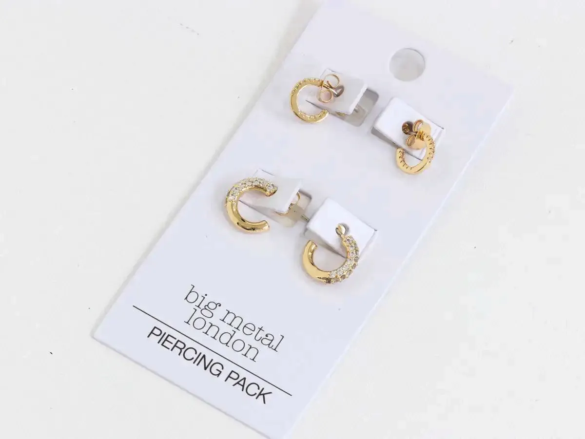 Big Metal Dou Gem Encrusted Hoop Earrings