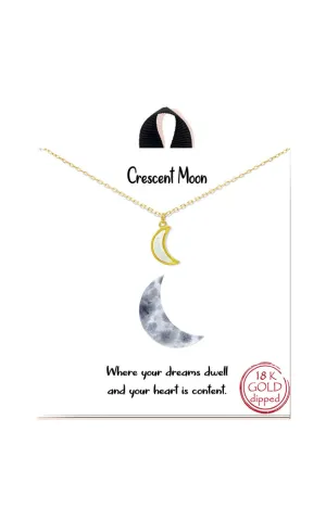BJNA407GD Gold "Crescent" Mother of Pearl Crescent Moon Necklace