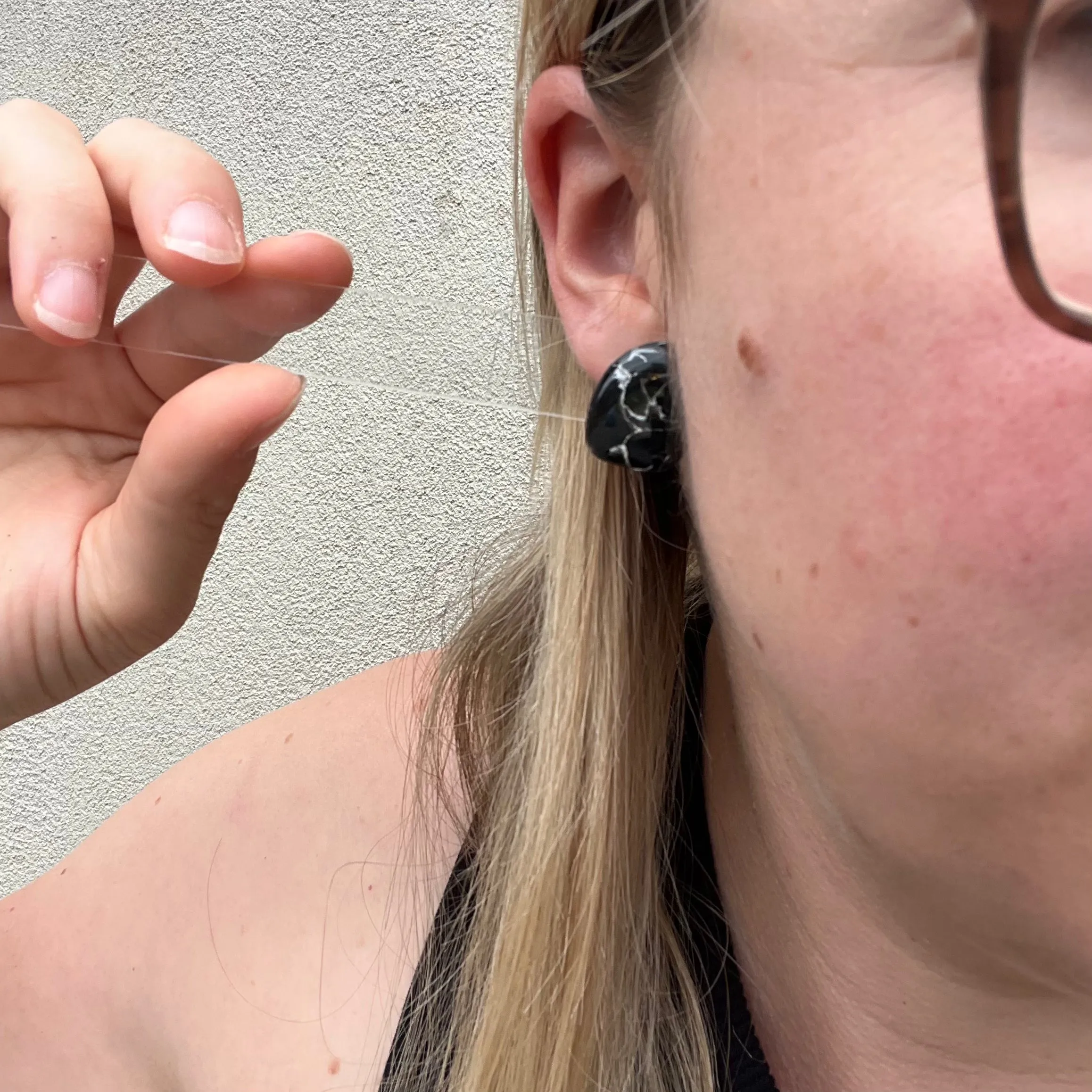 Black Quartz Pebble stud