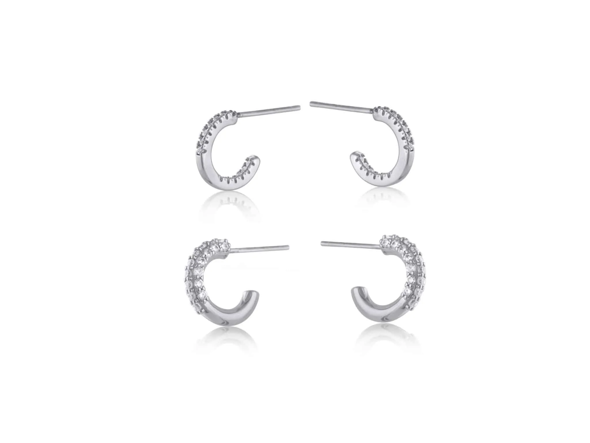 Camille Pack Of Gem Encrusted Hoops Silver