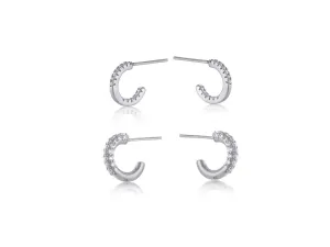 Camille Pack Of Gem Encrusted Hoops Silver