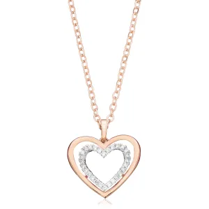 Celebration 9ct Rose & White Gold with Round Brilliant Cut 0.14 CARAT tw of Lab Grown Diamonds Heart Pendants