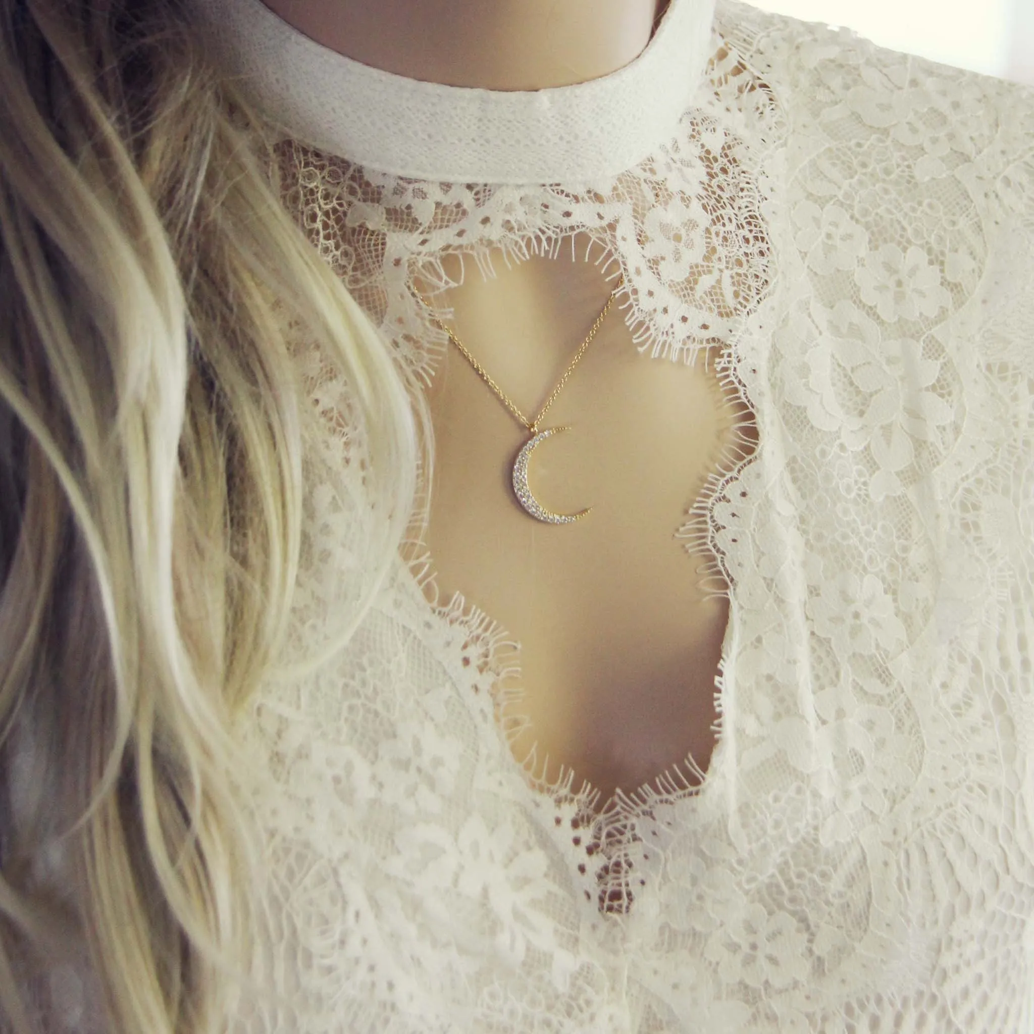Crescent & Stone Necklace