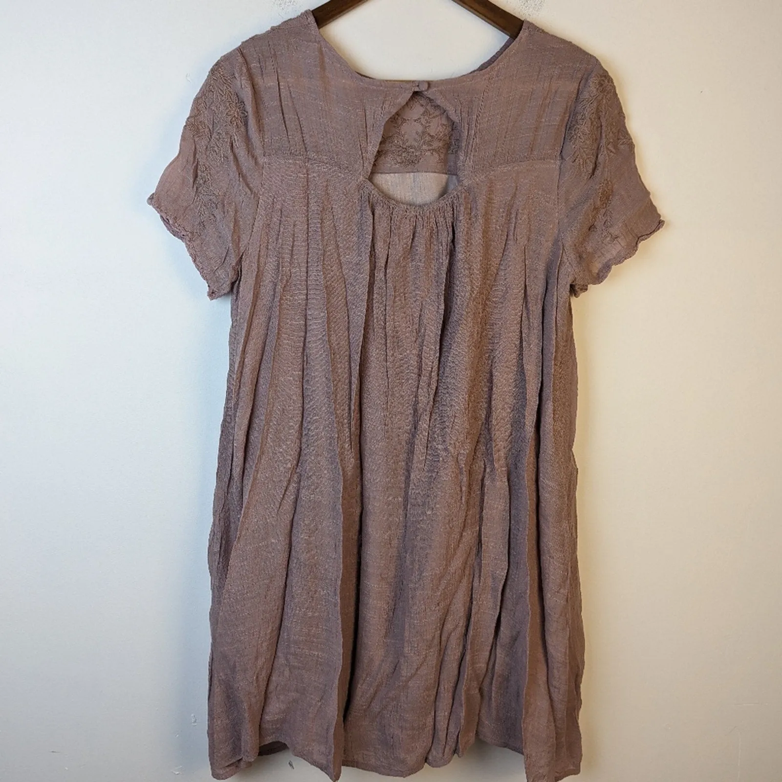 Crescent Embroidered Dusty Rose Dress - Large