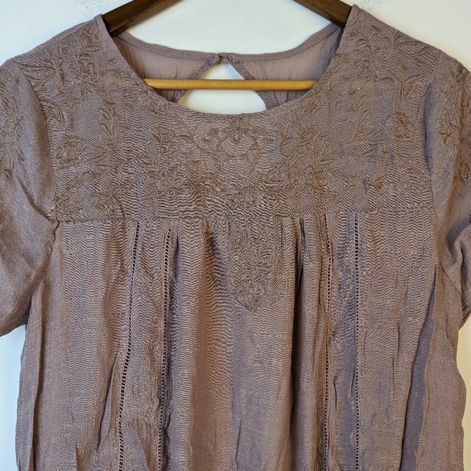 Crescent Embroidered Dusty Rose Dress - Large