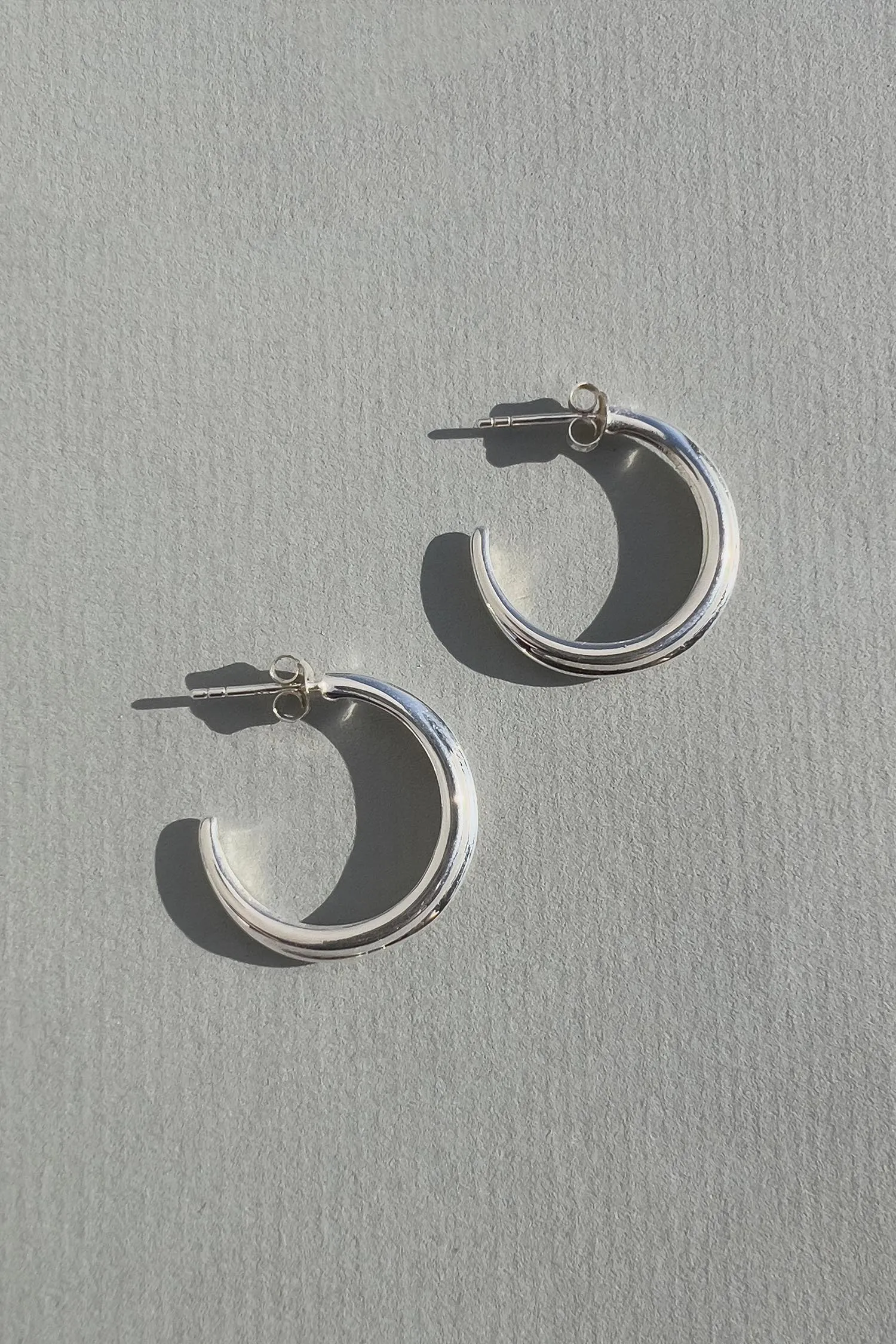 Crescent Hoops Silver Medium