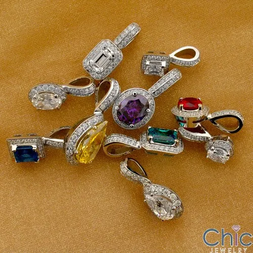 Cubic Zirconia Cz 4 Ct Canary Pear Pave Bail Pendant