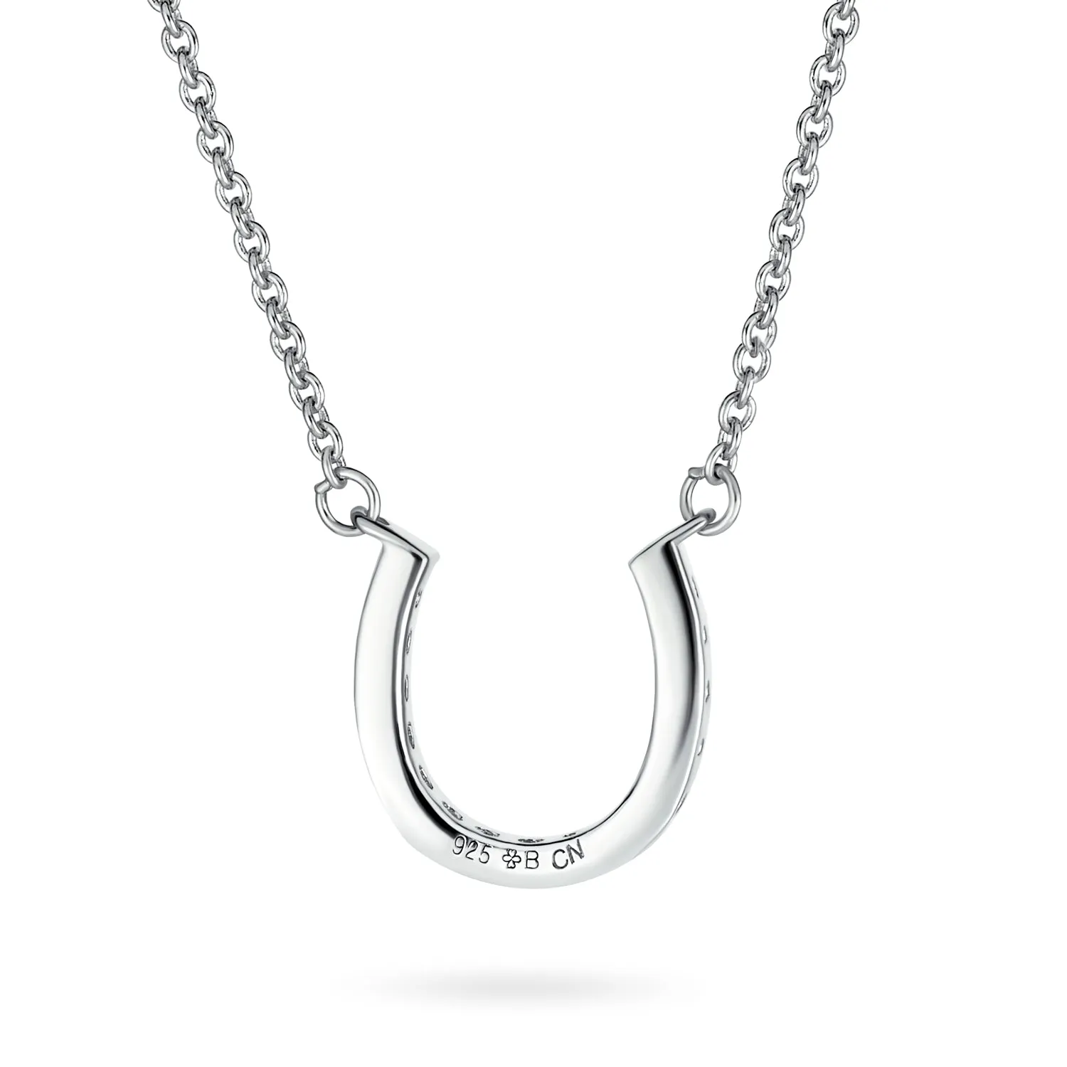 CZ Pave Cubic Zirconia Horseshoe Pendant Necklace 14K Gold Plated Silver