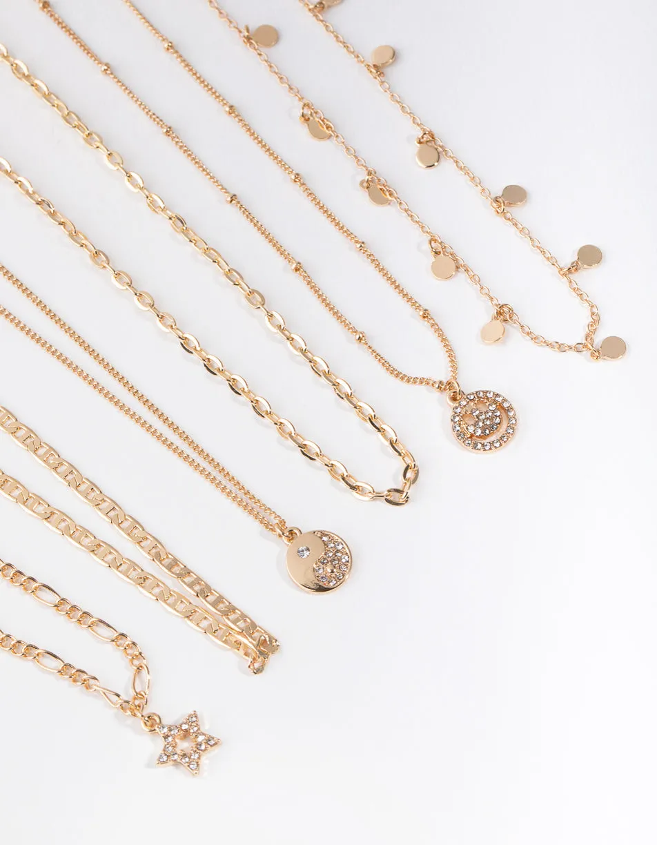 Gold Smiley Choker 6-Pack