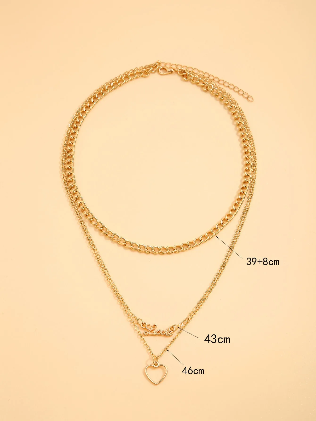 Heart Decor Love Letters Layered Chain Choker for Women Girls Accessories