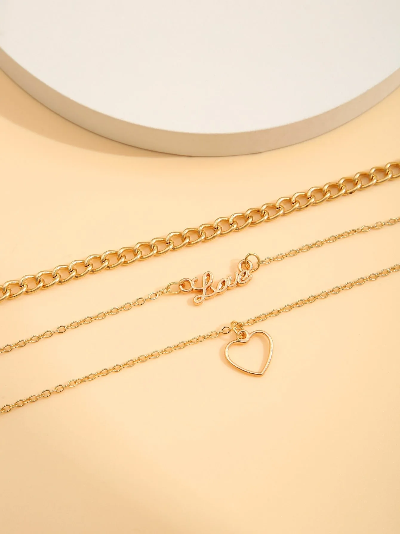 Heart Decor Love Letters Layered Chain Choker for Women Girls Accessories
