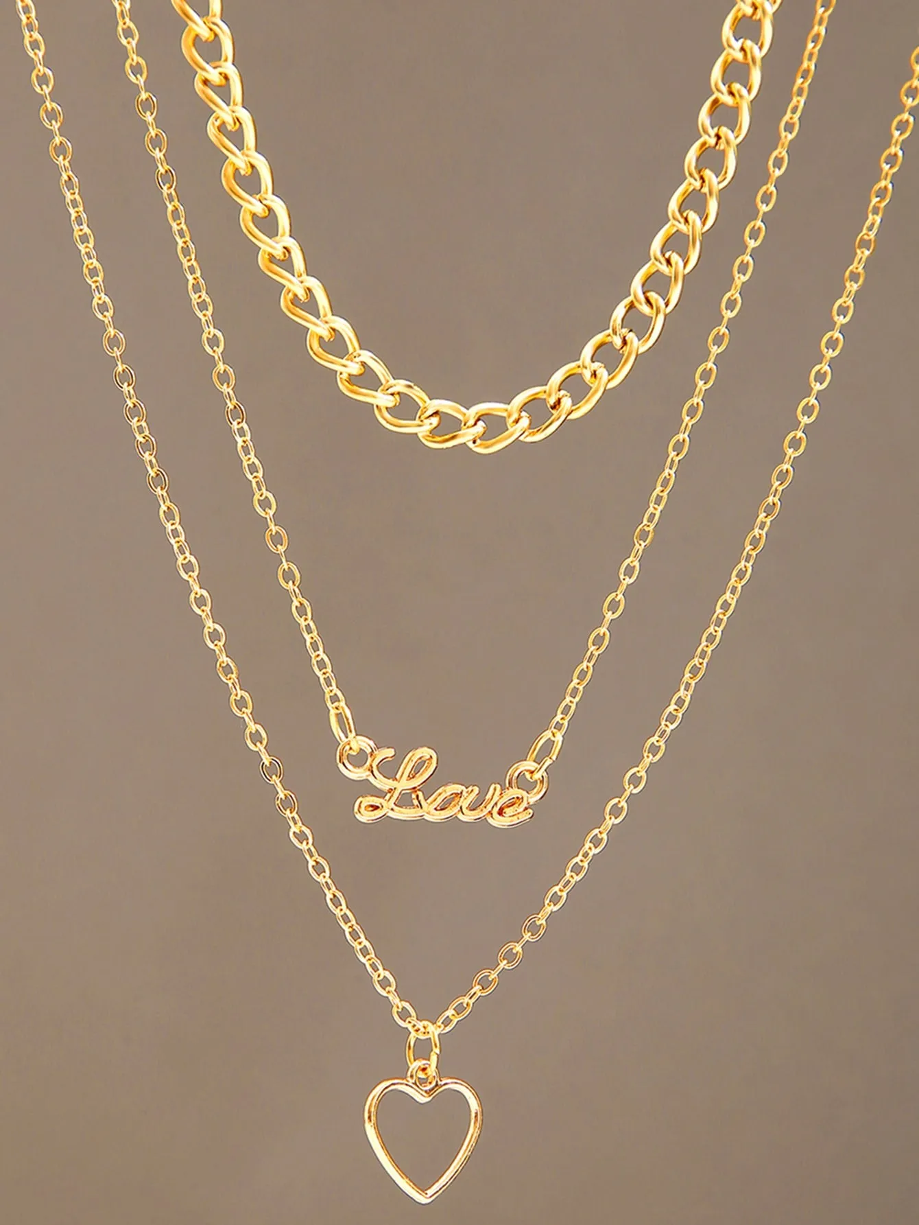 Heart Decor Love Letters Layered Chain Choker for Women Girls Accessories