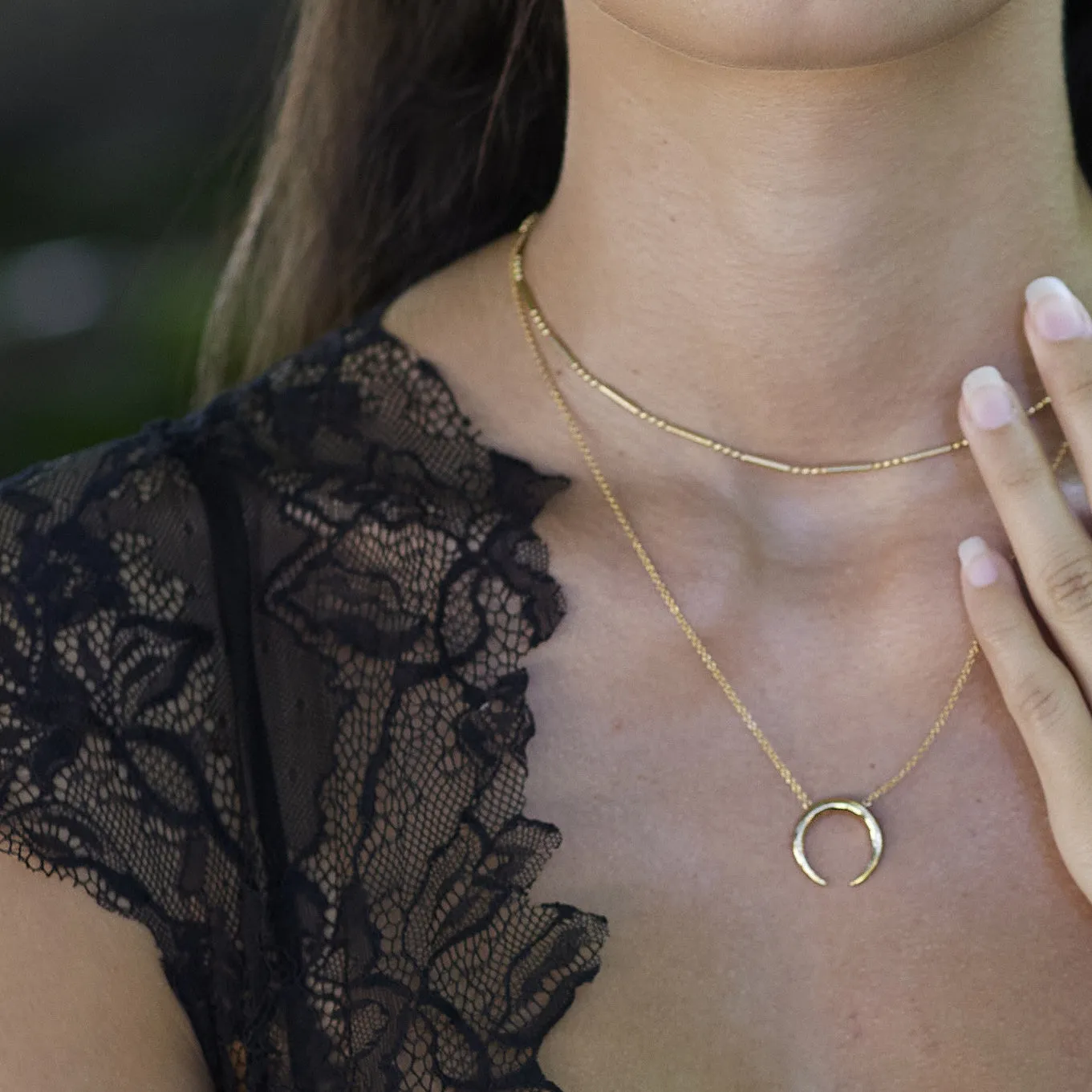 Horn Necklace with Slider Clasp