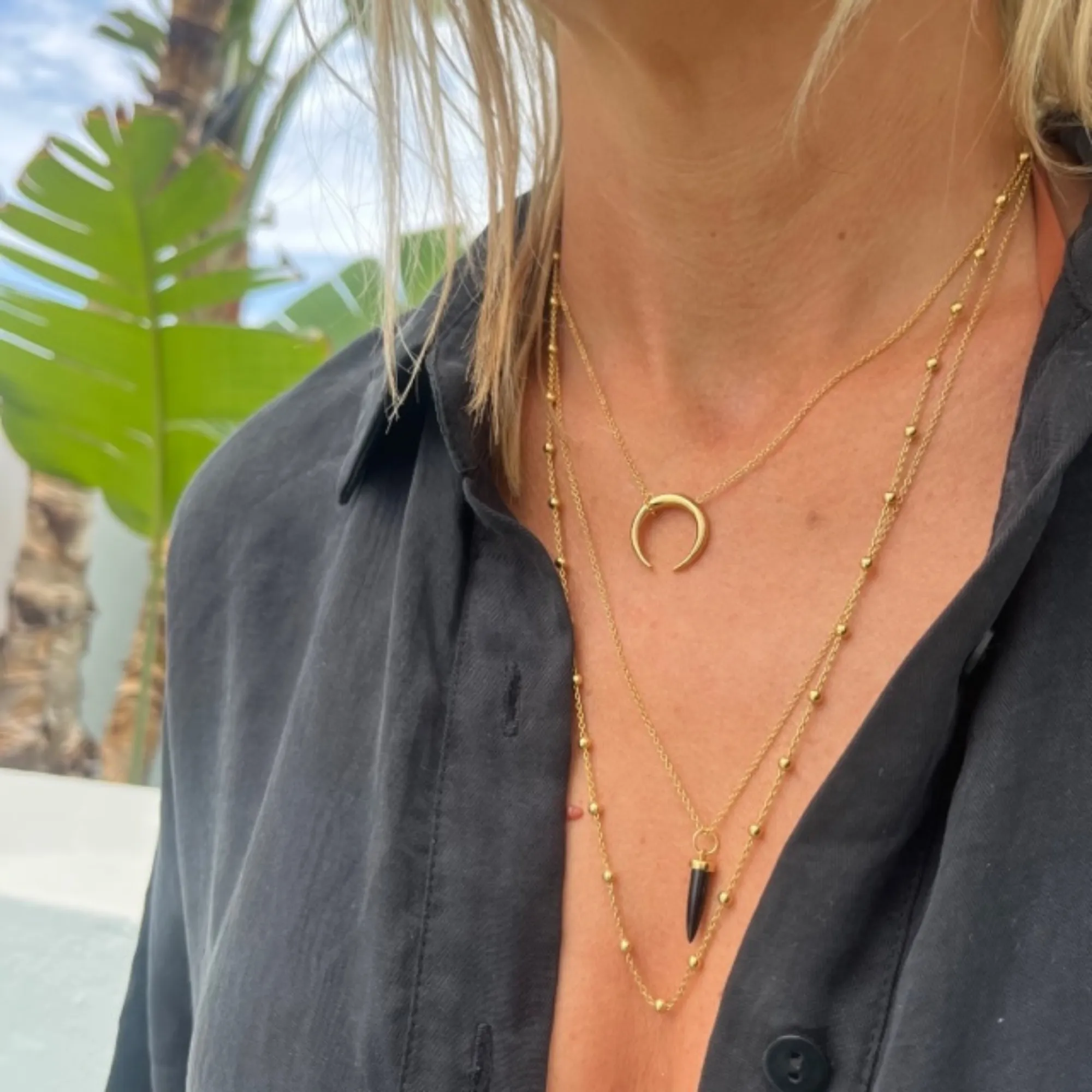 Horn Necklace with Slider Clasp
