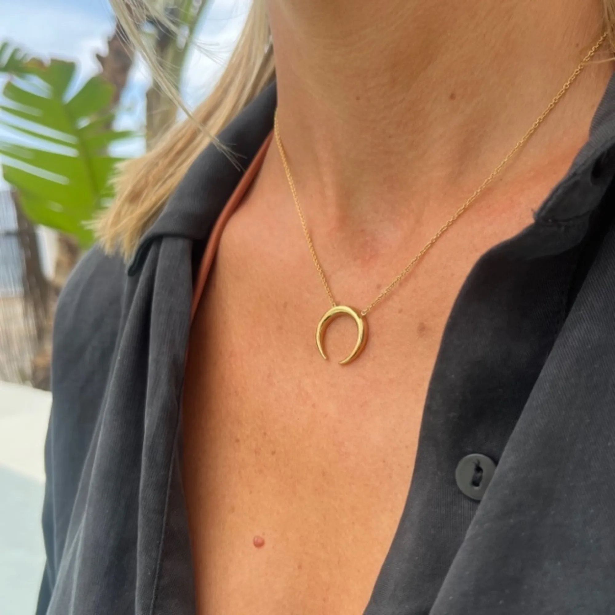 Horn Necklace with Slider Clasp