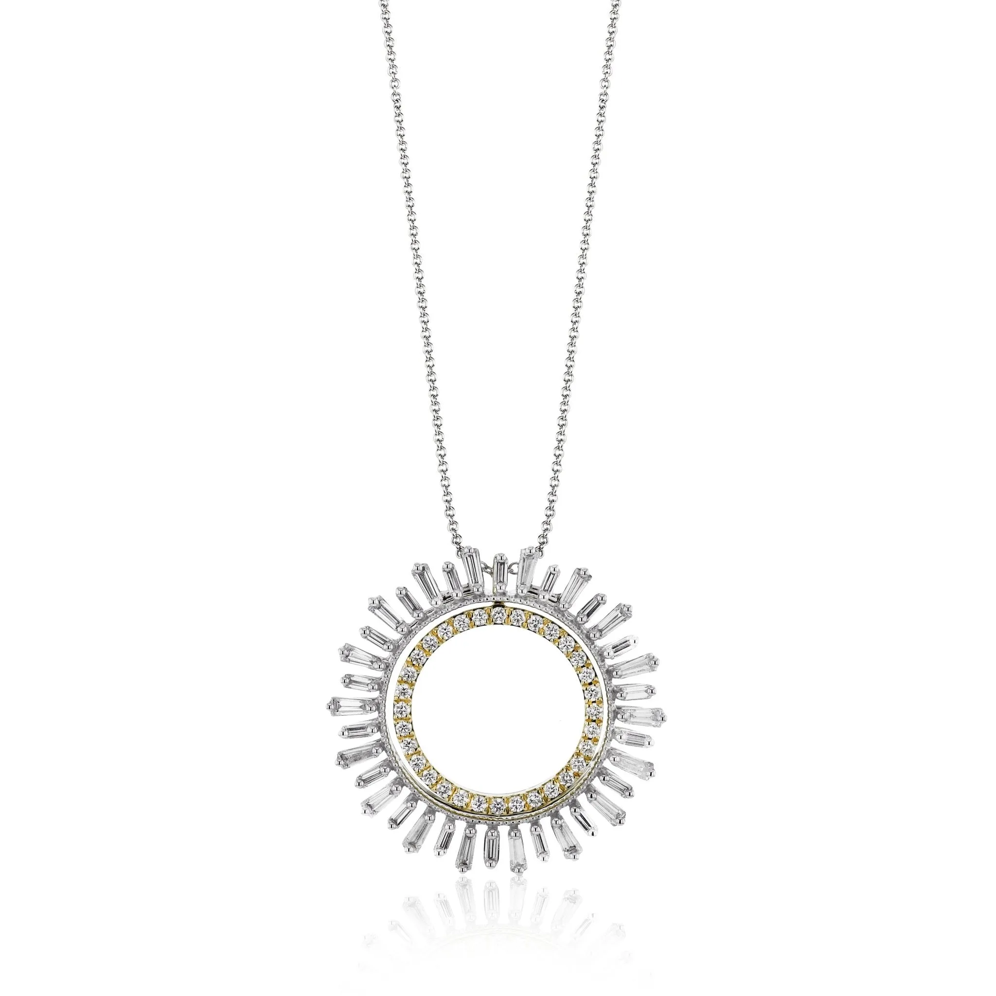 Medallion Pendant Necklace in 18k Gold with Diamonds