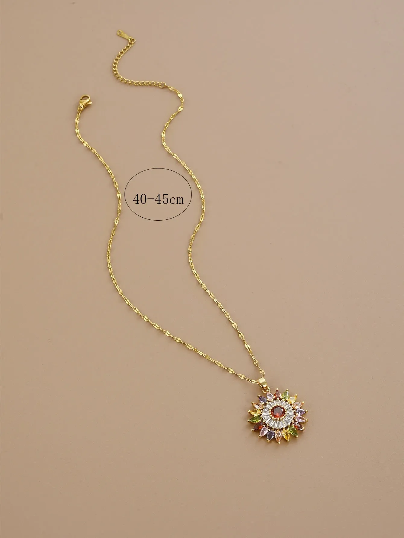 Multicolor Cubic Zirconia Flower Charm Necklace for Women Jewelry for Women