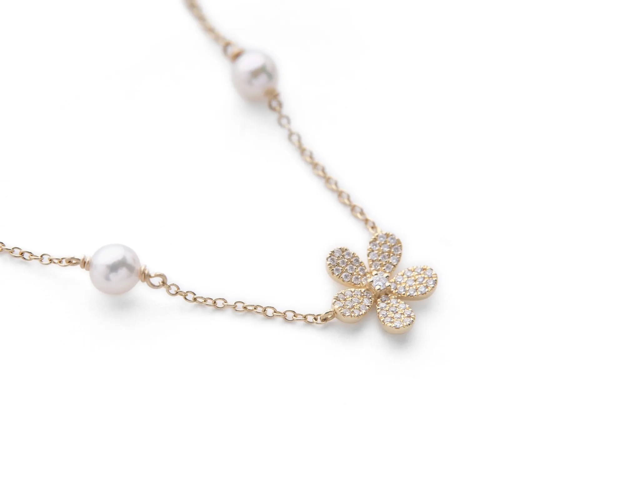 Petite Pearl & Multi-Flower Necklace