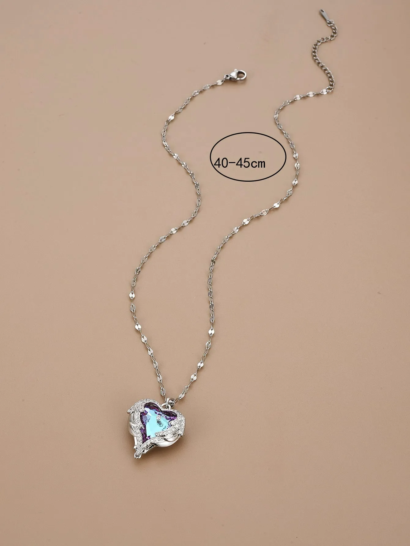 Purple Rhinestone Heart Charm Necklace for Women Jewelry for Women Necklace
