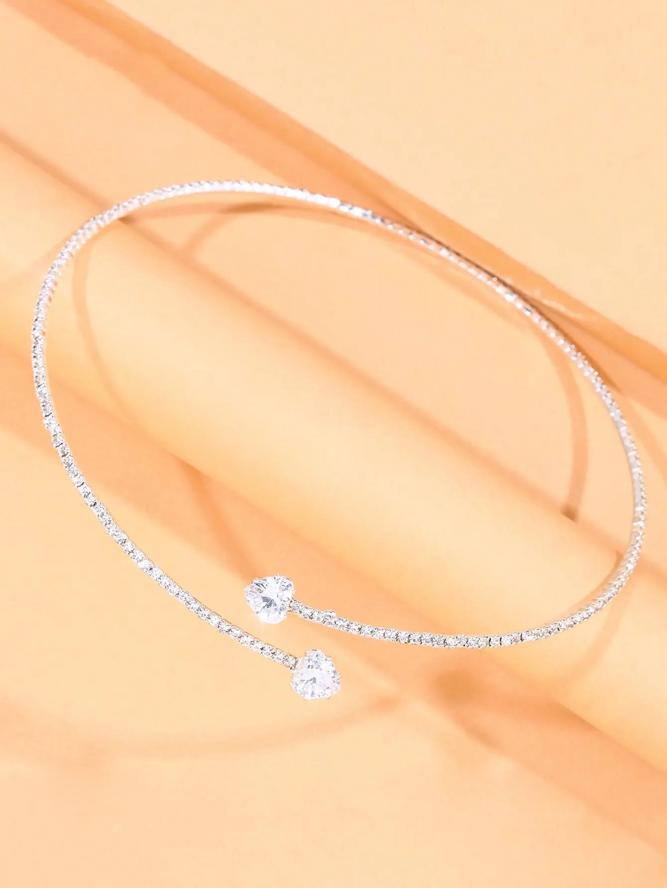 Rhinestone Heart Decor Cuff Choker for Women Jewelry for Women Gift for Her