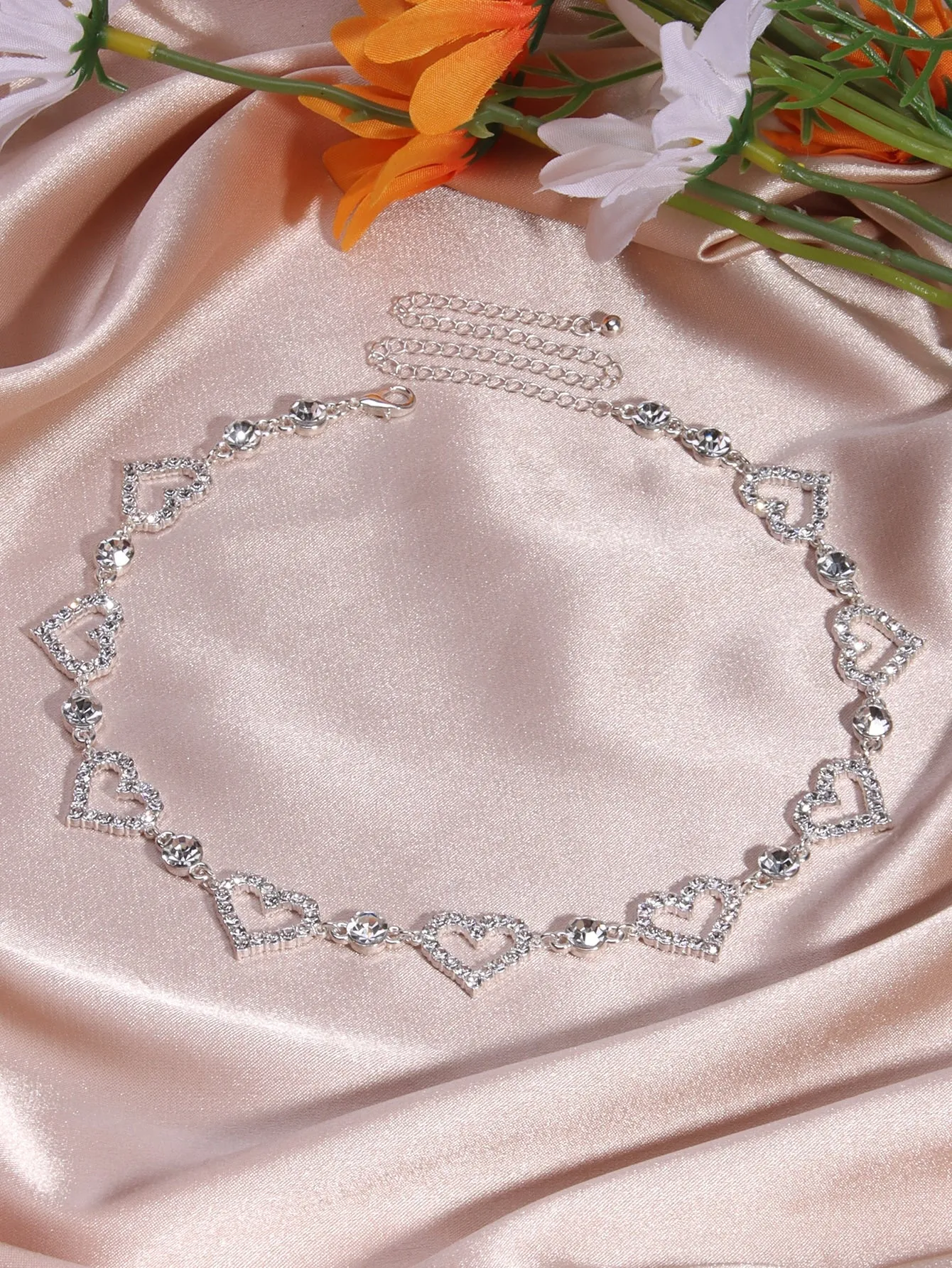 Rhinestone Heart Decor Necklace Jewelry for Women Gift for Her Necklace