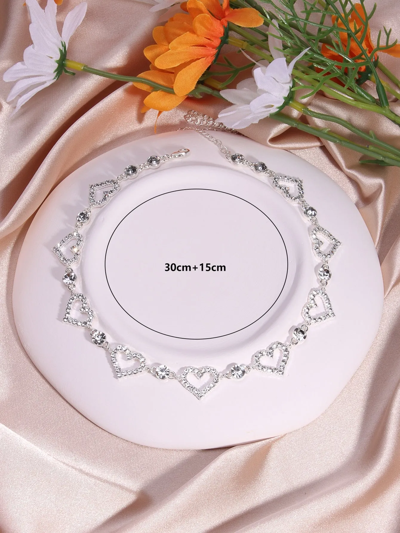 Rhinestone Heart Decor Necklace Jewelry for Women Gift for Her Necklace