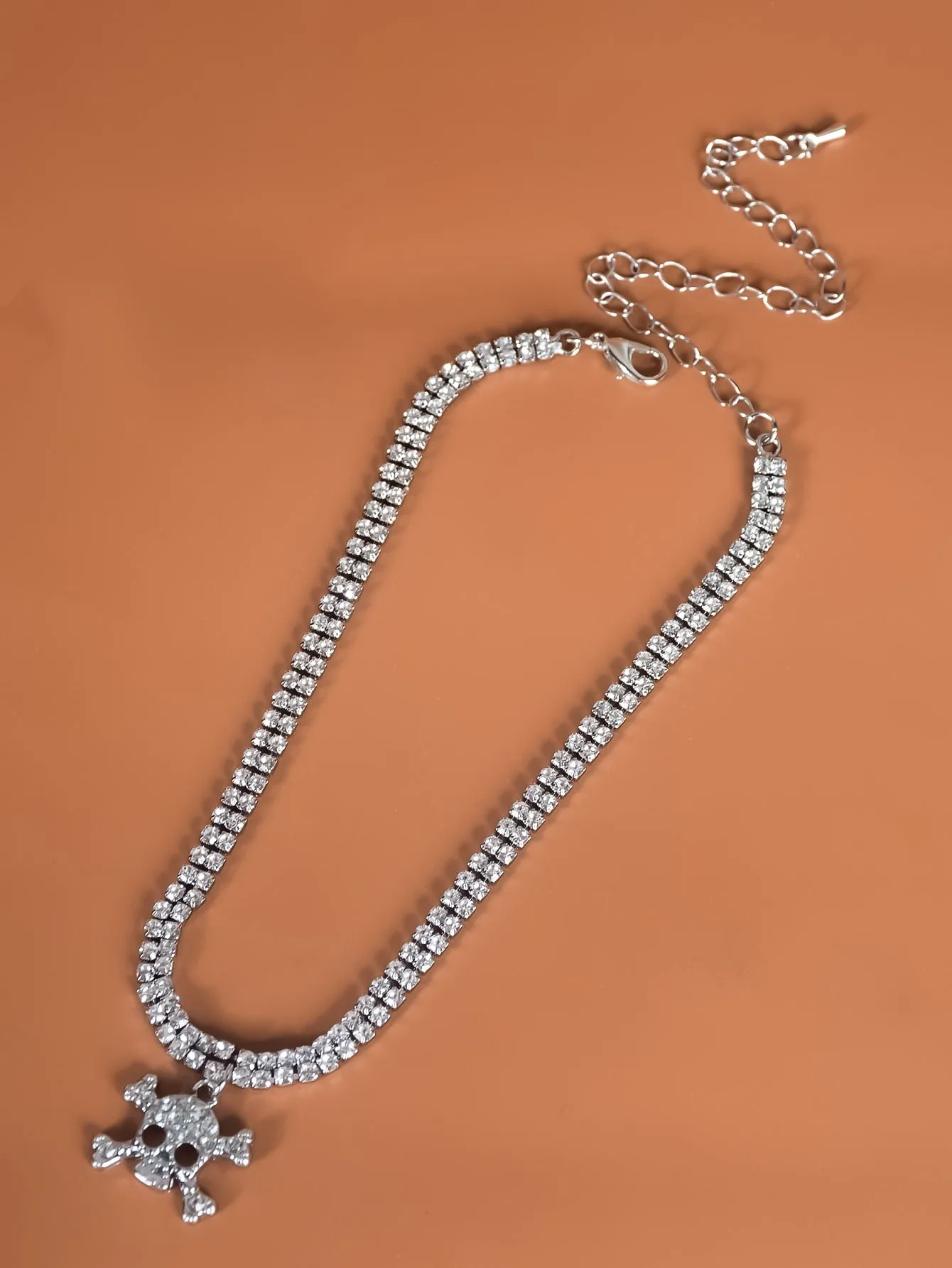 Rhinestone Skull Charm Necklace Jewelry for Women Gift for Her Necklace