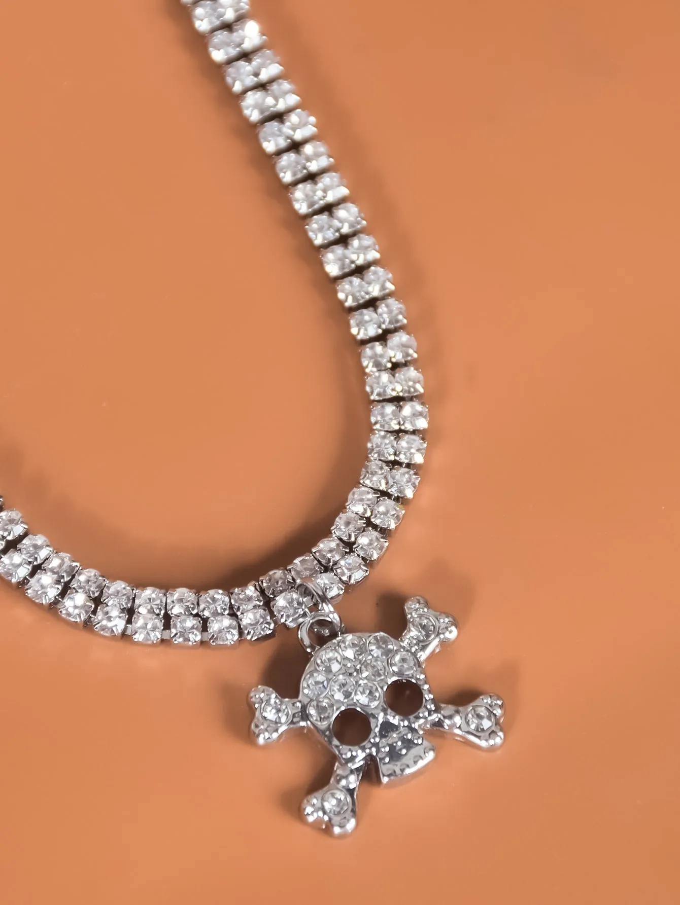 Rhinestone Skull Charm Necklace Jewelry for Women Gift for Her Necklace