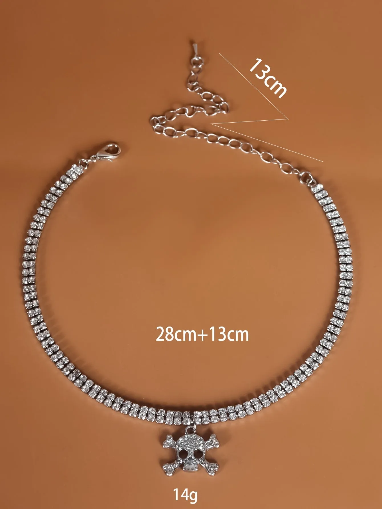 Rhinestone Skull Charm Necklace Jewelry for Women Gift for Her Necklace