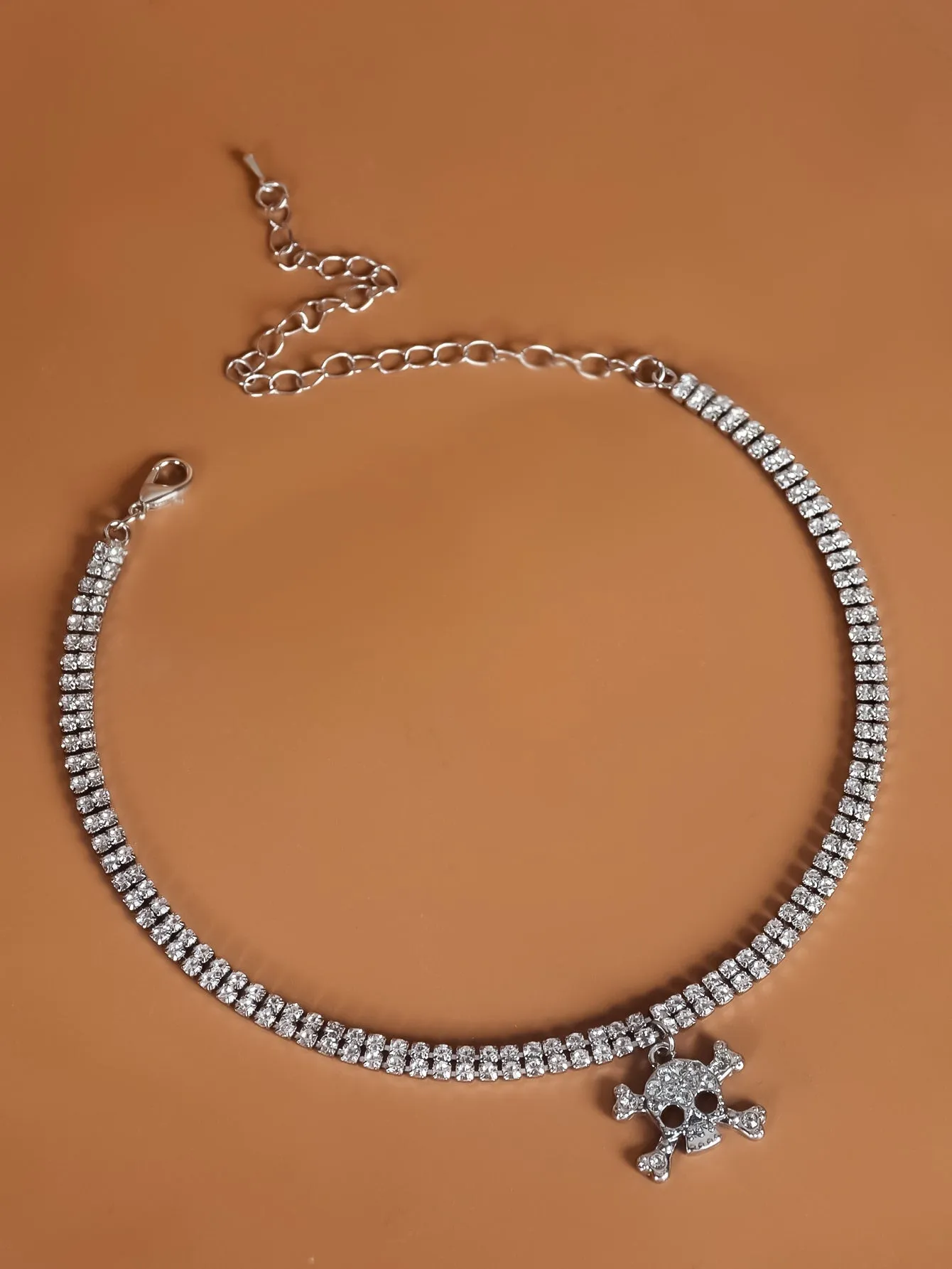 Rhinestone Skull Charm Necklace Jewelry for Women Gift for Her Necklace
