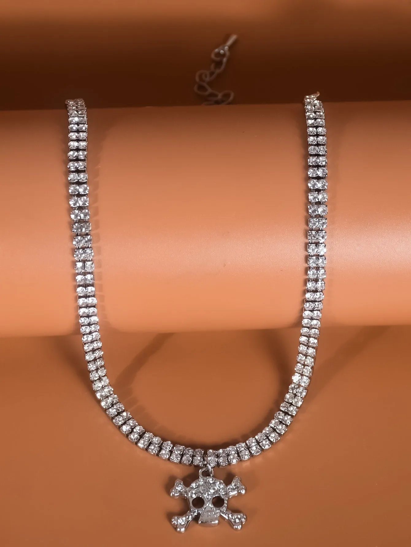 Rhinestone Skull Charm Necklace Jewelry for Women Gift for Her Necklace