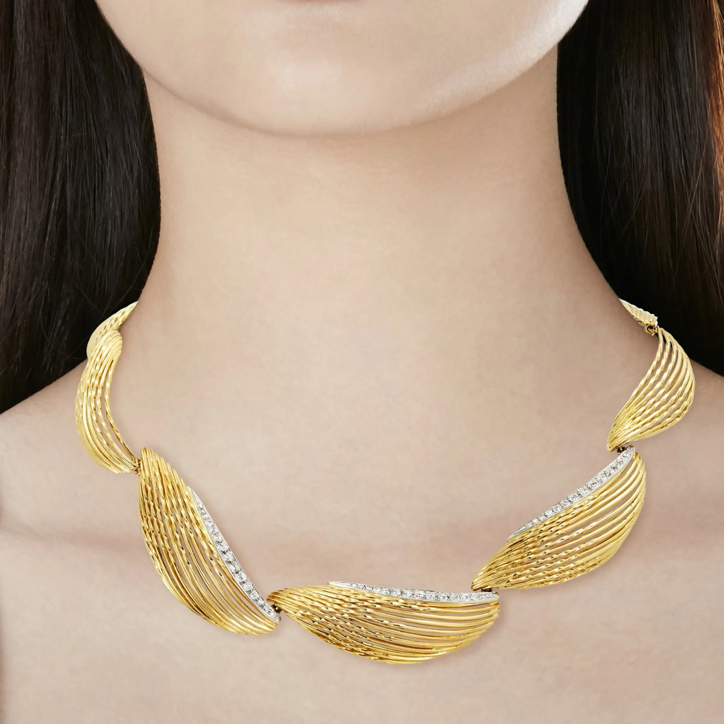Sterlé Paris Vintage Yellow Gold Diamond Necklace