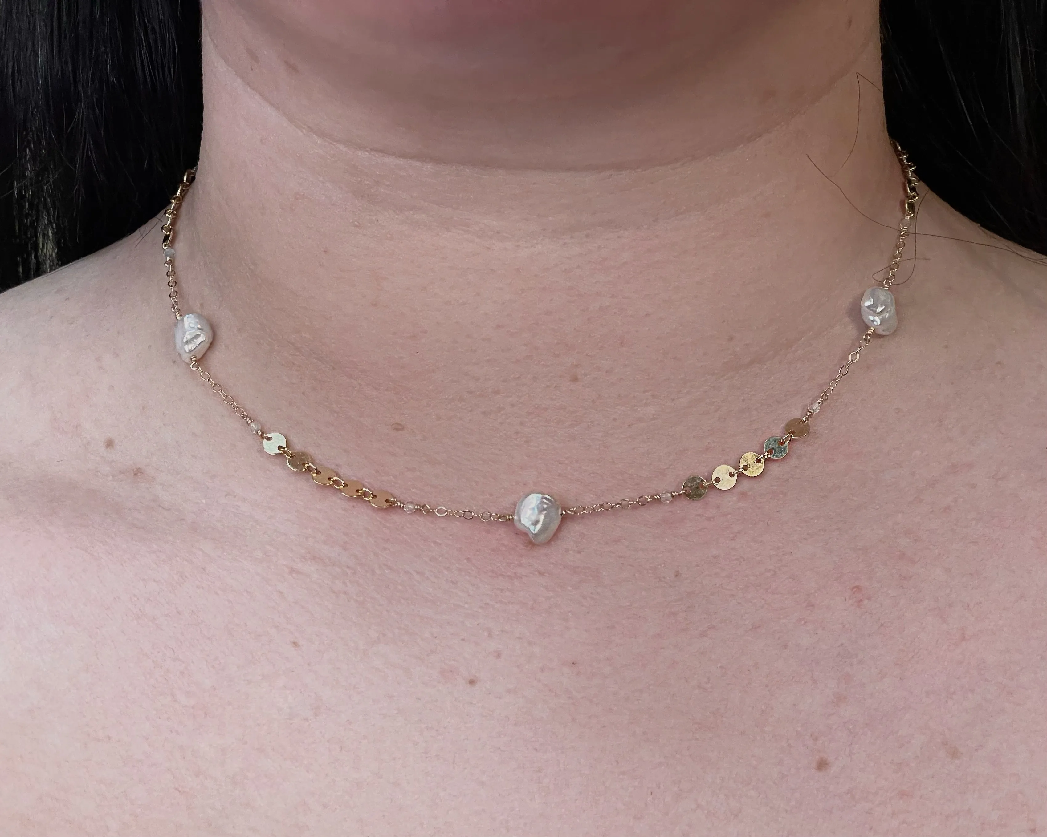 Stone and Sequin Necklace
