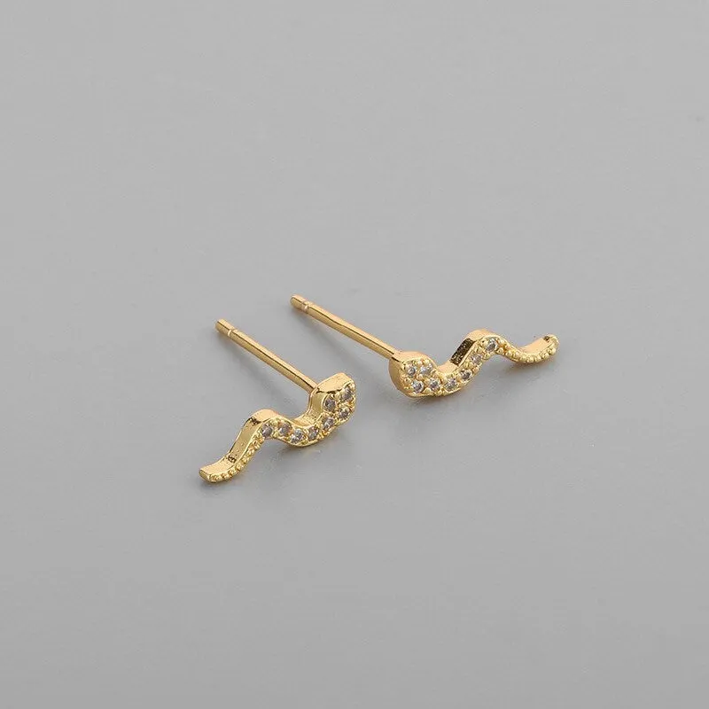 Super Tiny Snake Earrings| Studs| Sterling Silver| Cute| Baby Snake