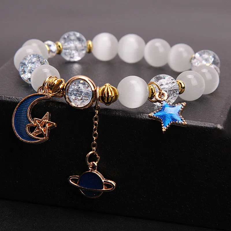 Toleet Gold Link Celestial Body Pearl Bracelet